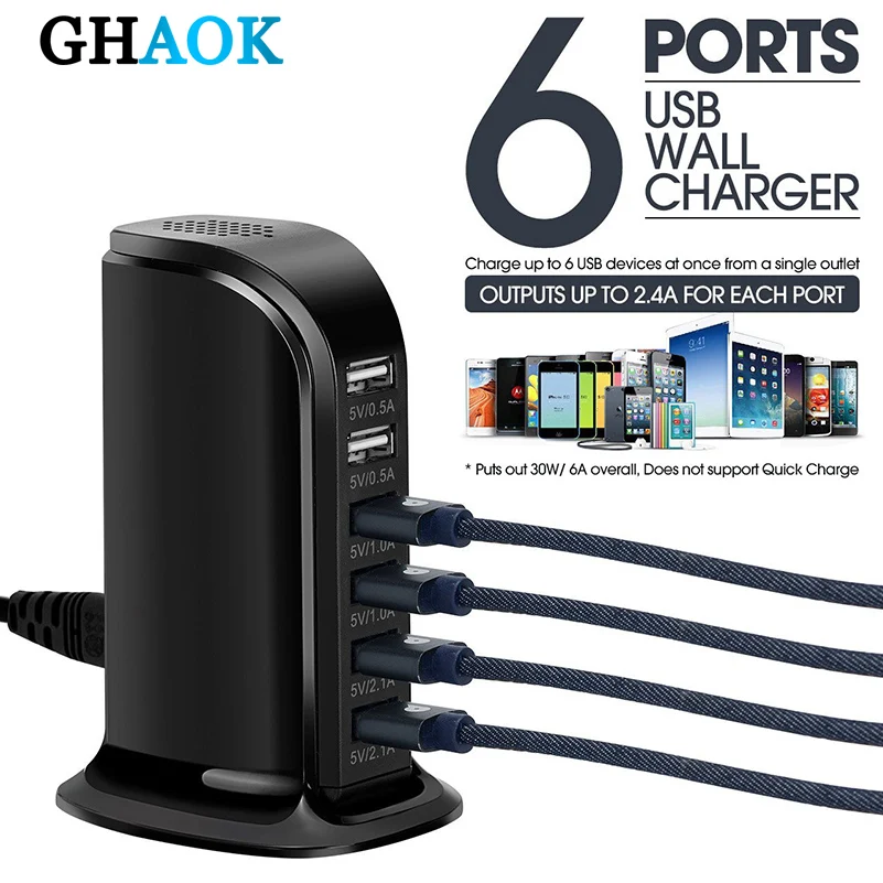 Quick charge 6-Port USB Charging Station Multiple Power Socket Smart Phone USB Charger for iPhone Samsung Xiaomi Desktop Charger
Quick charge 6-Port USB Charging Station Multiple Power Socket Smart Phone USB Charger for iPhone Samsung Xiaomi Desktop Charger
