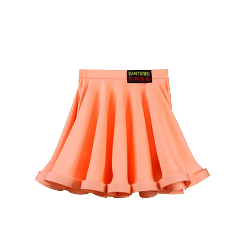Girls Latin Dance Skirt Pure Color Fishbone For Samba Chacha Standard Costumes Kids Competition | Тематическая одежда и