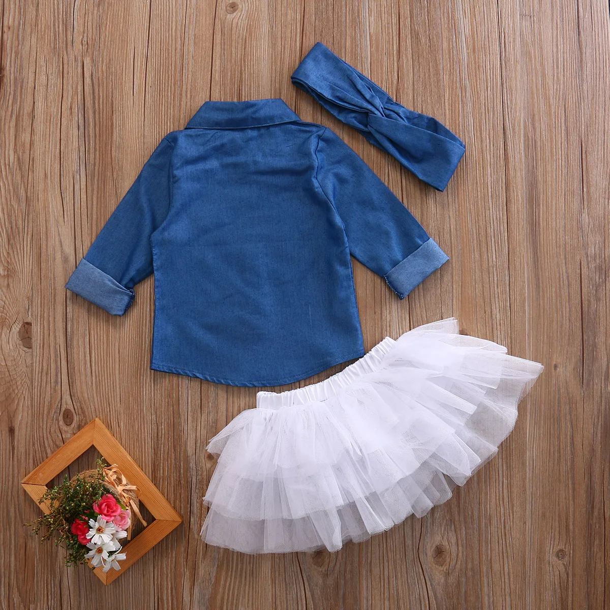Комплекты летней одежды для маленьких девочек Одежда Джинсовая рубашка Топ +
