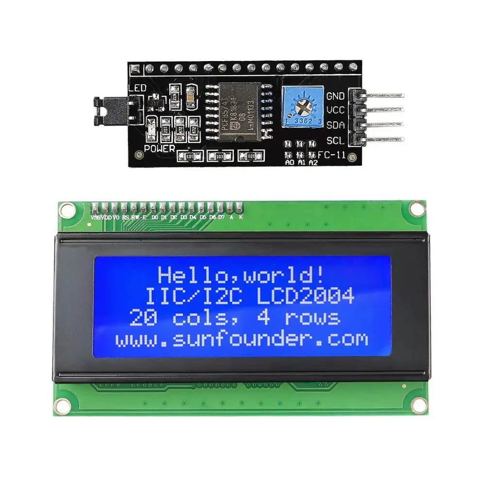 ЖК модуль SunFounder IIC/I2C/TWI Serial 2004/20x4 экран для Arduino Uno/ Mega2560 Electronic DIY|shield device|shield necklaceshield