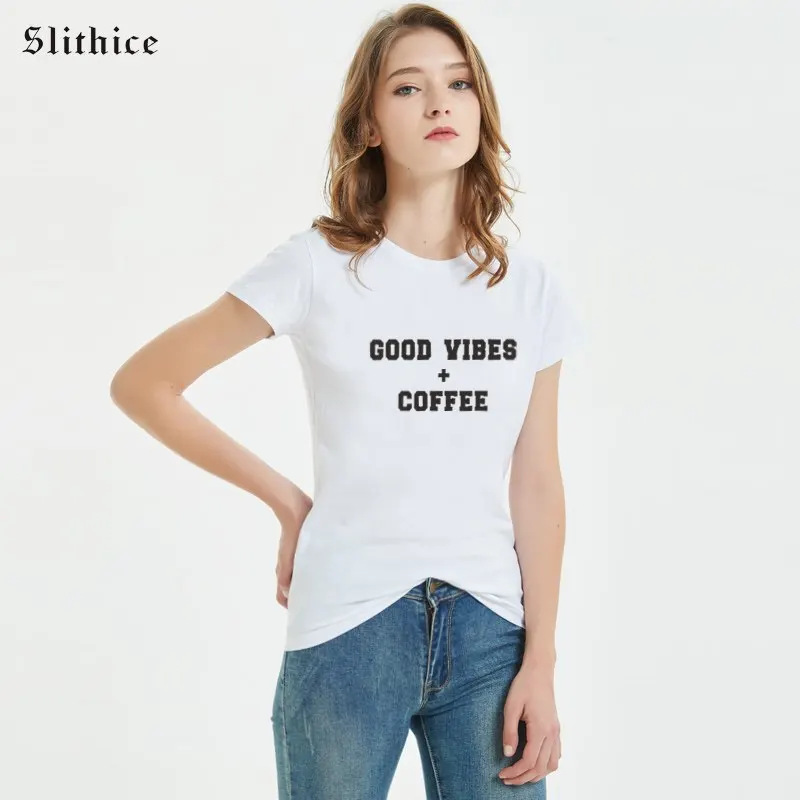 Футболка женская Slithice с надписью GOOD VIBES + COFFEE, повседневный топ с надписью в стиле Харадзюку, лето
Футболка женская Slithice с надписью GOOD VIBES + COFFEE, повседневный топ с надписью в стиле Харадзюку, лето