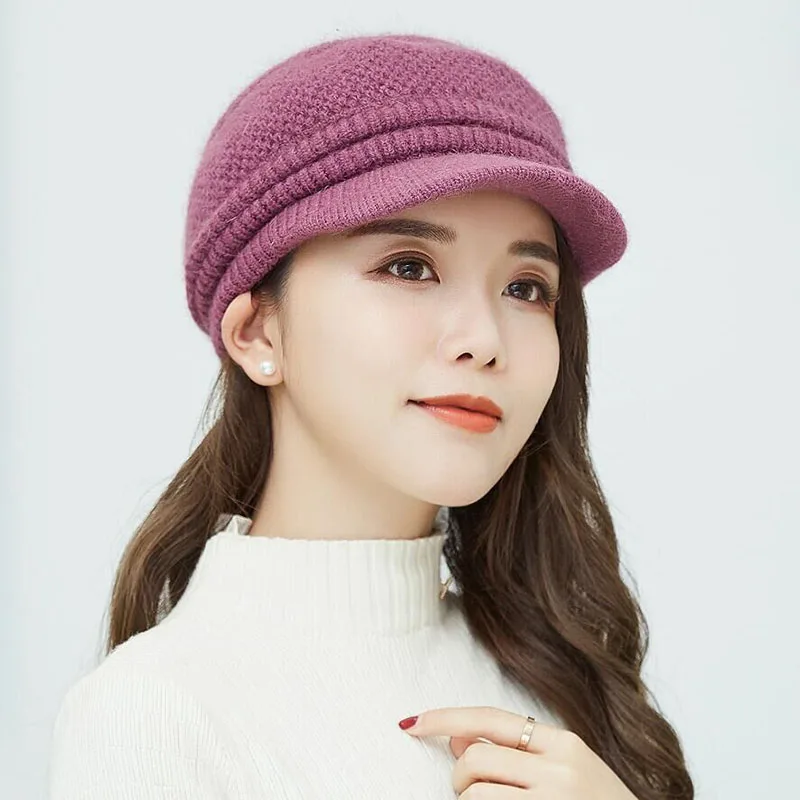 Winter Women Cap Warm Knitted Thicken Rabbit Fur Wool Ladies Beret Hat Beanie Hat Visor Newsboy Cap Hat for Women
Winter Women Cap Warm Knitted Thicken Rabbit Fur Wool Ladies Beret Hat Beanie Hat Visor Newsboy Cap Hat for Women