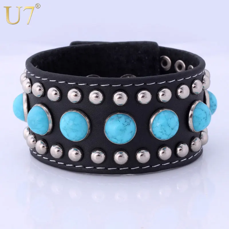 U7 Genuine Leather Bracelet Blue Stone Fashion Jewelry Women's Gifts Sale Resizable Bohemia Bracelet H523
U7 Genuine Leather Bracelet Blue Stone Fashion Jewelry Women's Gifts Sale Resizable Bohemia Bracelet H523