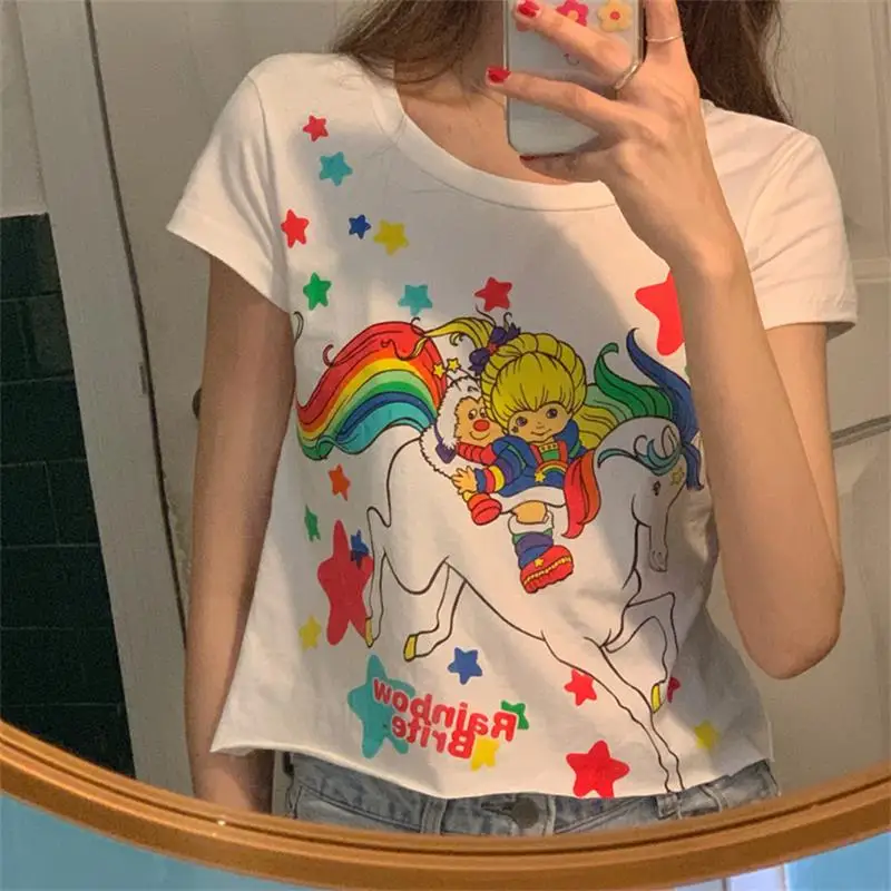 Dream Rainbow Horse тонкая короткая футболка Женские футболки Япония Kawaii Ulzzang Женская милая Футболка Harajuku для женщин Туника
Dream Rainbow Horse тонкая короткая футболка Женские футболки Япония Kawaii Ulzzang Женская милая Футболка Harajuku для женщин Туника