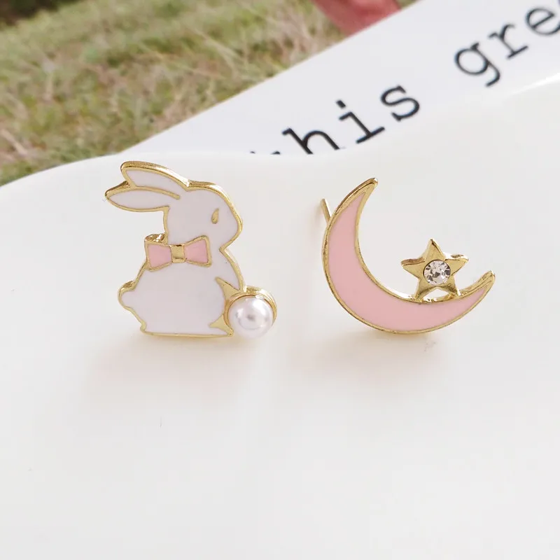 Sweet Fashion Moon Rabbit Pearl Stud Earrings for Women Cute Girl Bunny Asymmetric Earrings Party Gifts Jewelry
Sweet Fashion Moon Rabbit Pearl Stud Earrings for Women Cute Girl Bunny Asymmetric Earrings Party Gifts Jewelry