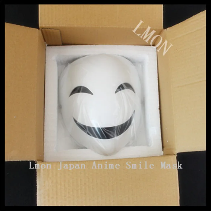 

100% Tope Grade Resin BLACK BULLET Kagetane Hiruko Halloween Cosplay Moive Japanese Anime Smile Face White Mask /Resin Mask Prop