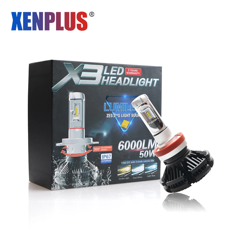 Xenplus Автомобильная фара лампа H7 LED H4 H11 H8 H9 880 H27 881 9004 9007 HB5 9600LM 50 Вт ZES чип 12В запасная