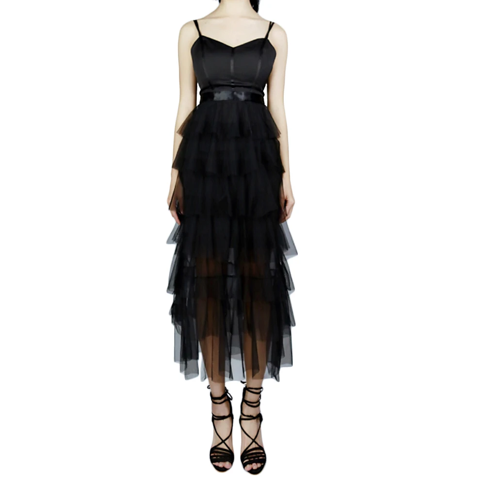 Punk Women Spaghetti Strap Backless Lace Dress Sexy Black Gothic Long Maxi Party Dress Multi-layer Backless Dress
Punk Women Spaghetti Strap Backless Lace Dress Sexy Black Gothic Long Maxi Party Dress Multi-layer Backless Dress