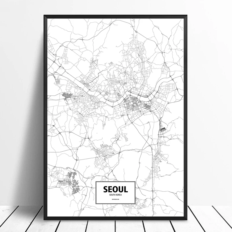 Seoul South Korea Black White Custom World City Map Poster Canvas Print Nordic Style Wall Art Home Decor
Seoul South Korea Black White Custom World City Map Poster Canvas Print Nordic Style Wall Art Home Decor