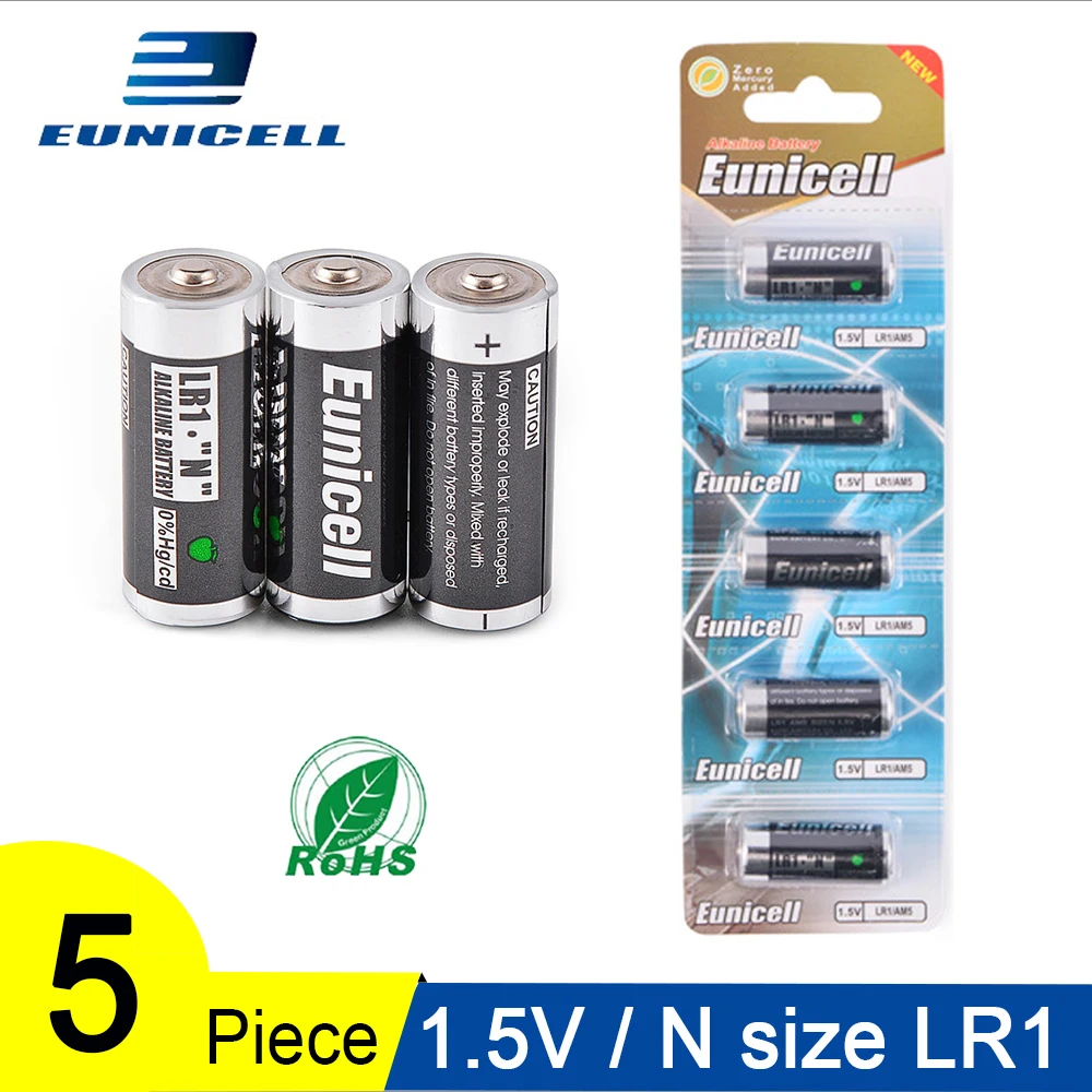 5PCS 1.5V N Size Alkaline duty Battery Primary and Dry Batteries LR1 AM5 E90 AM5 MN9100 for Toys, Speaker, Remote Control etc
5PCS 1.5V N Size Alkaline duty Battery Primary and Dry Batteries LR1 AM5 E90 AM5 MN9100 for Toys, Speaker, Remote Control etc