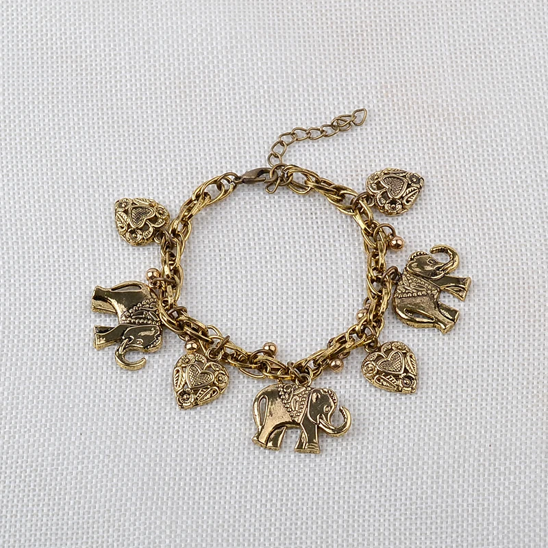 Vintage Lucky Elephant Heart Pendant Bracelets For Women Charms Anklet | Украшения и аксессуары
