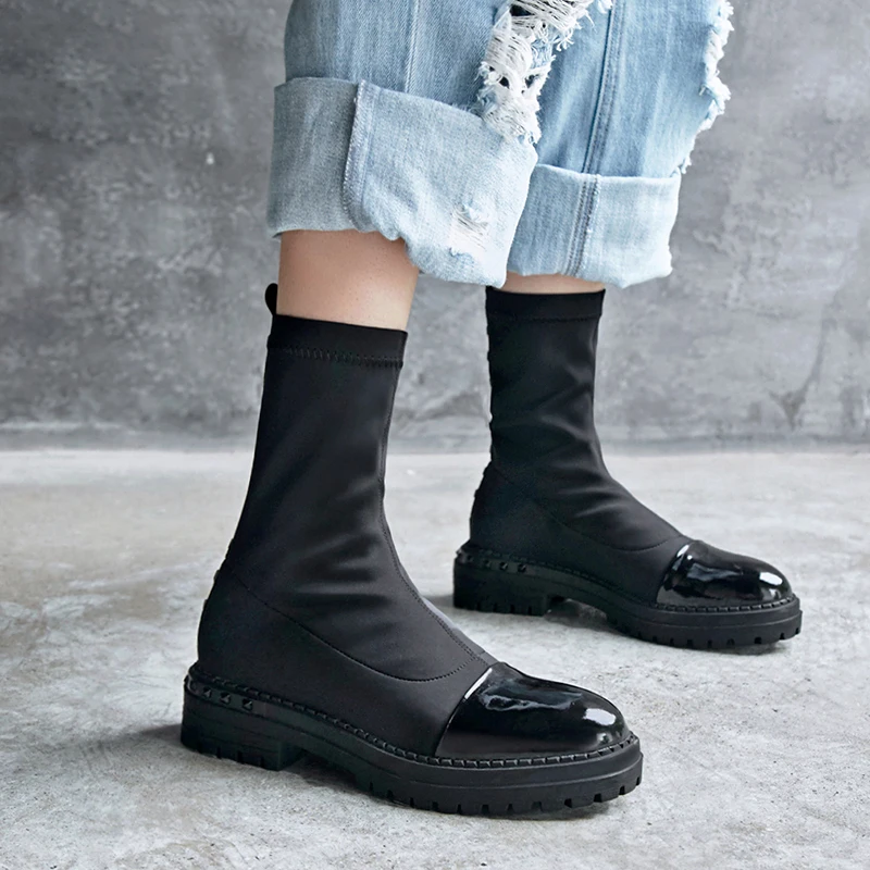 WETKISS Stretch Thick Heels Women Ankle Boots Round Toe Footwear Patent Leather Female Boot Platform Shoes Woman 2018 New Winter
WETKISS Stretch Thick Heels Women Ankle Boots Round Toe Footwear Patent Leather Female Boot Platform Shoes Woman 2018 New Winter