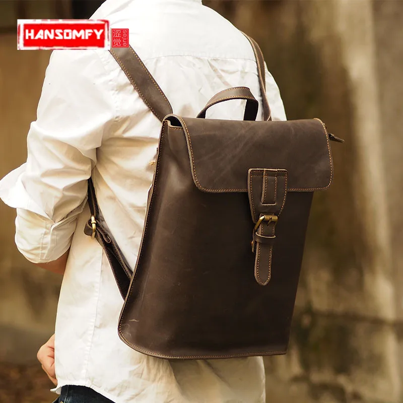Retro Fashion Men's Shoulder Bag Crazy Horse Vintage Backpack Single-function Male Travel Bags Locomotive Import Genuine Leather
Retro Fashion Men's Shoulder Bag Crazy Horse Vintage Backpack Single-function Male Travel Bags Locomotive Import Genuine Leather