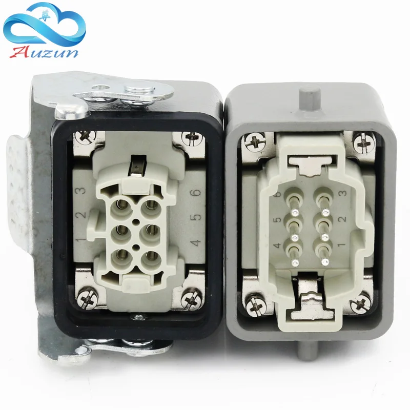 6 pins Rectangular heavy duty connector butt type He-06 waterproof socket for aerospace industry 500V 16A
6 pins Rectangular heavy duty connector butt type He-06 waterproof socket for aerospace industry 500V 16A