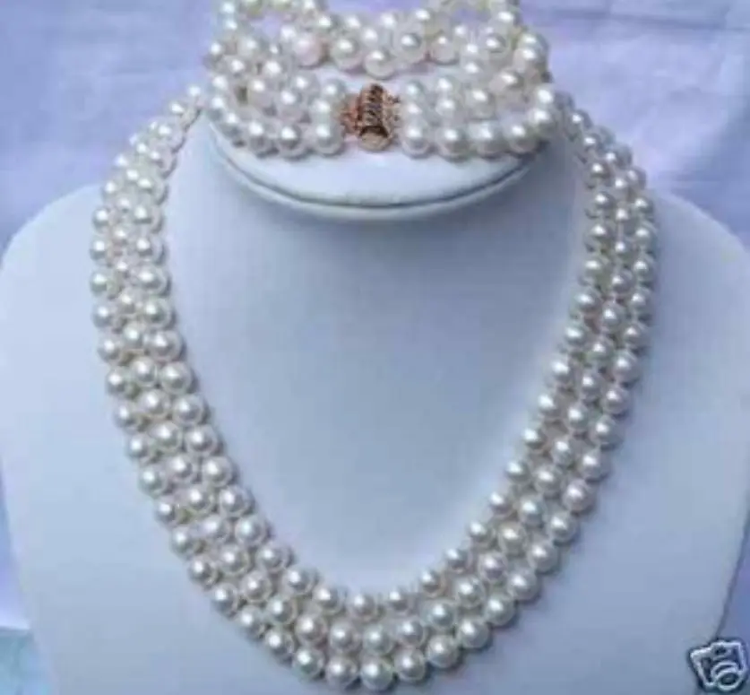 FREE SHIPPING>>>@@ > 3ROW WHITE FRESHWATER PEARL NECKLACE & BRACELETS A++ 17-19"
FREE SHIPPING>>>@@ > 3ROW WHITE FRESHWATER PEARL NECKLACE & BRACELETS A++ 17-19"