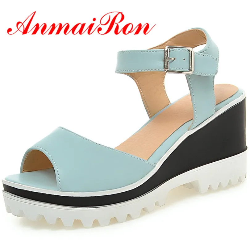 ANMAIRON Women Fashion Sandals Shoes 3 Colors Blue Wedges Ankle Strap High Heel New Wedges Platform Shoes for Women Size 34-43
ANMAIRON Women Fashion Sandals Shoes 3 Colors Blue Wedges Ankle Strap High Heel New Wedges Platform Shoes for Women Size 34-43