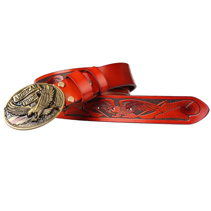 The amercan prode belt buckle leather embossing big smooth buckle Embossed patterns leather belt
