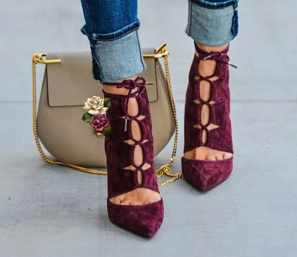 Hottest Solid Color Flock Suede Pointed Toe Hollow Out Lace Up Short Boots Women Cross-Tied High Heel Party Pumps Free Ship
Hottest Solid Color Flock Suede Pointed Toe Hollow Out Lace Up Short Boots Women Cross-Tied High Heel Party Pumps Free Ship