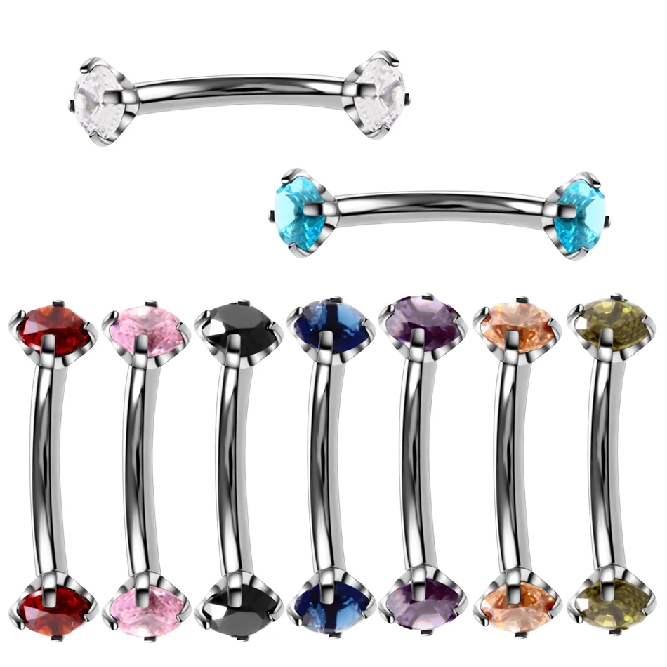 9Pcs/lot Steel 16G Internally Threaded Eyebrow Rings Colorful Crystal Prong Set Double Gems Curved Barbell Piercing Body Jewelry
9Pcs/lot Steel 16G Internally Threaded Eyebrow Rings Colorful Crystal Prong Set Double Gems Curved Barbell Piercing Body Jewelry