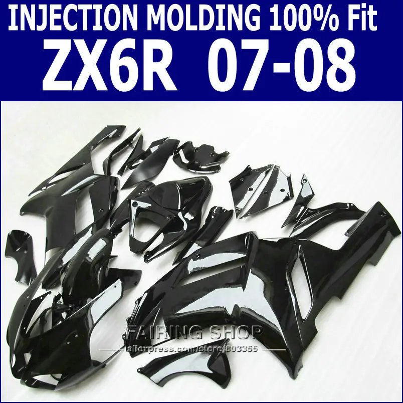 Glossy balck Fairings For Kawasaki zx6r 2008 08 07 2007 Injection mold Fairing kit (Customize free ) S101
Glossy balck Fairings For Kawasaki zx6r 2008 08 07 2007 Injection mold Fairing kit (Customize free ) S101
