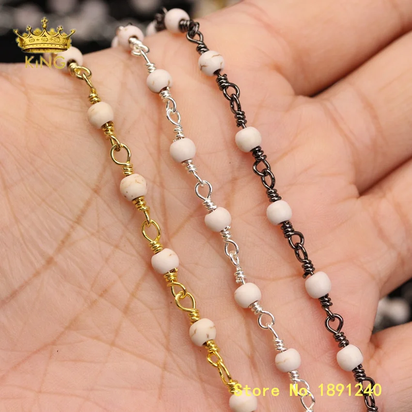 5meters 4mm Smooth Howlite Beaded Chains Jewelry,White Turquoises Wire Wrapped Round Beads Chain Findings Body Chains Bulk ZJ362
5meters 4mm Smooth Howlite Beaded Chains Jewelry,White Turquoises Wire Wrapped Round Beads Chain Findings Body Chains Bulk ZJ362