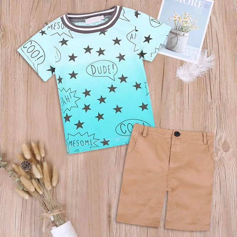 Two-Piece Set Short Sleeve Star Gradient Shorts Baby Boy Outfit Summer Clothes AN88
Two-Piece Set Short Sleeve Star Gradient Shorts Baby Boy Outfit Summer Clothes AN88