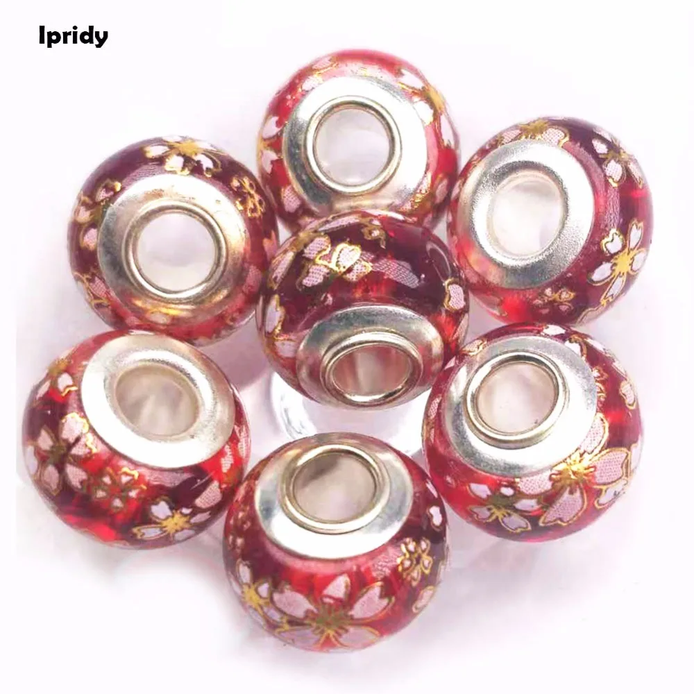 20Pcs/lot 14mm Red+Cherry Blossom Flower European Beads with Silver Brass Pipe core,Large Hole Glass Beads for Jewelry Making
20Pcs/lot 14mm Red+Cherry Blossom Flower European Beads with Silver Brass Pipe core,Large Hole Glass Beads for Jewelry Making