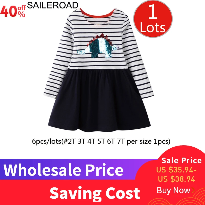 SAILEROAD 6pcs/lots Dinosaur Sequins Dress Kids Paillettes Dress for Girls 8Year Girl Pocket Clothes Wholesale Long Sleeve Dress
SAILEROAD 6pcs/lots Dinosaur Sequins Dress Kids Paillettes Dress for Girls 8Year Girl Pocket Clothes Wholesale Long Sleeve Dress