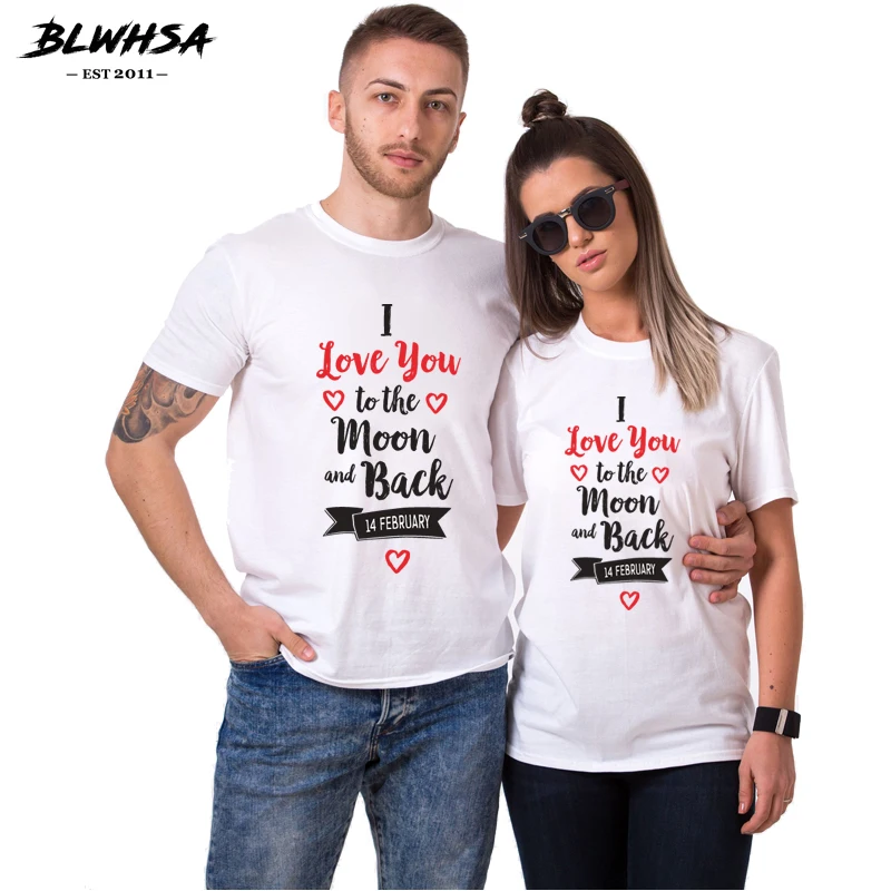 BLWHSA Lovers Couple T shirt Women Casual Printing I Love You To The Moon And Back 14 Frbruary Couple Clothes Valentines Gift
BLWHSA Lovers Couple T shirt Women Casual Printing I Love You To The Moon And Back 14 Frbruary Couple Clothes Valentines Gift