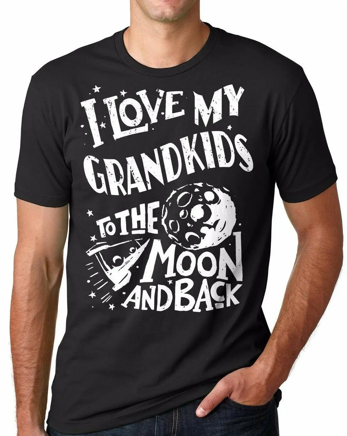 Футболки с надписью I Love My Grands To The Moon And Back идея подарка летняя модная мужская