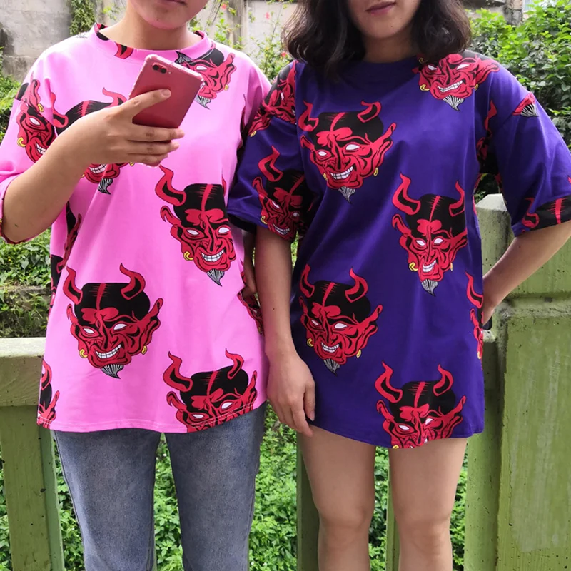 Летняя футболка Harajuku женская модная с мультяшным принтом Корейская коротким