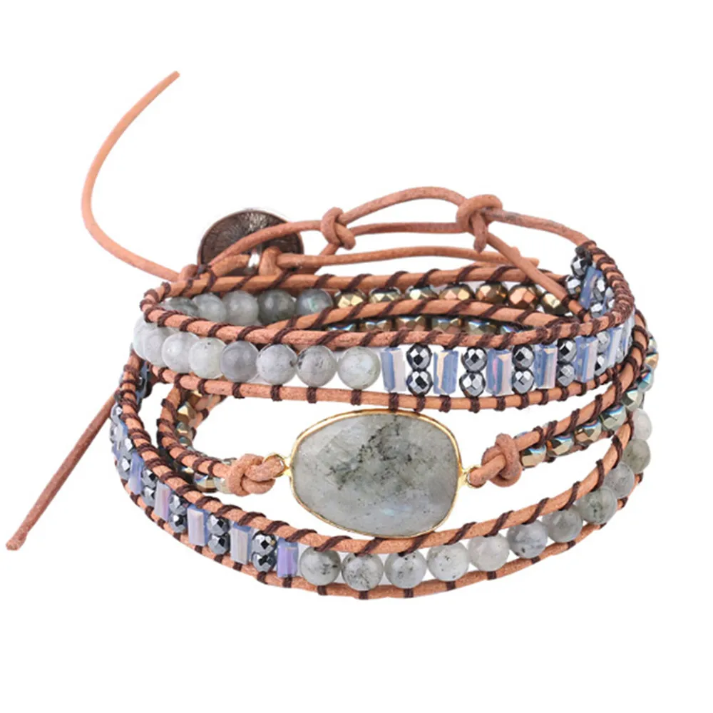 New Bohemia Multi-layer Bracelet Natural Labradorite Charm Bracelet Flash Stone Beaded Bracelet Ethnic Women Long Wrap Bracelet
New Bohemia Multi-layer Bracelet Natural Labradorite Charm Bracelet Flash Stone Beaded Bracelet Ethnic Women Long Wrap Bracelet