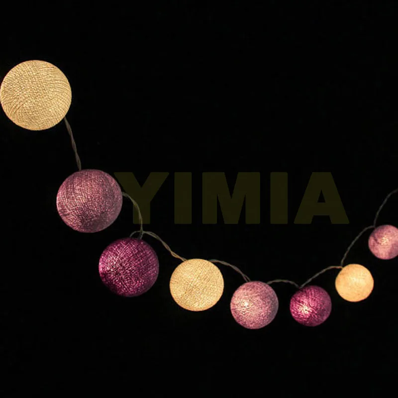 Фиолетовая серия хлопковых шариков светодиодная гирлянда сказочные огни