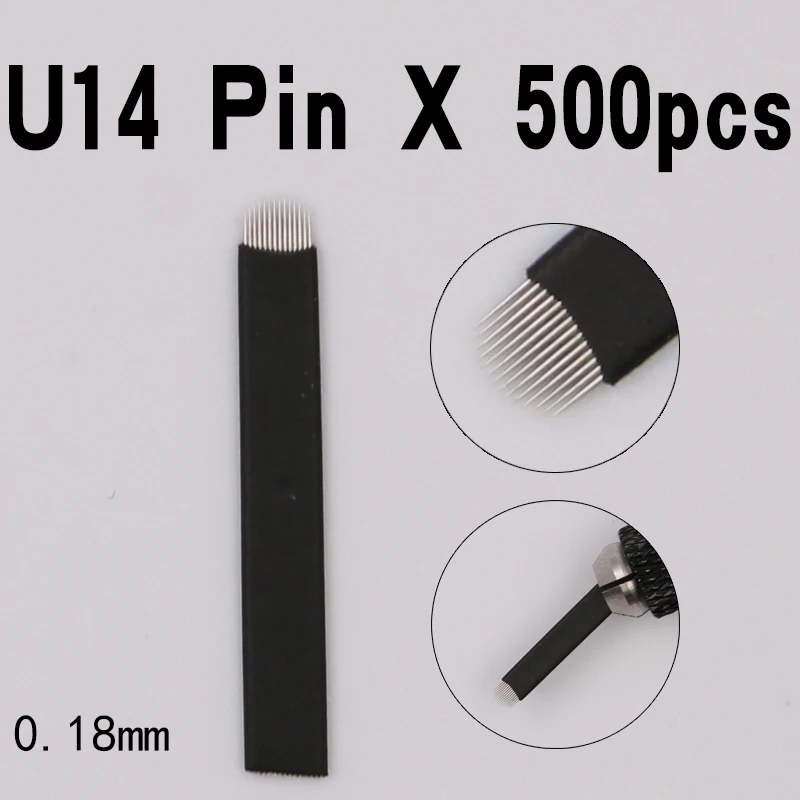 500pcs Black Microblading Needles 0.18mm U Shape 14 pins Blades Professional For Permanent Microblading Embroidery Pen
500pcs Black Microblading Needles 0.18mm U Shape 14 pins Blades Professional For Permanent Microblading Embroidery Pen
