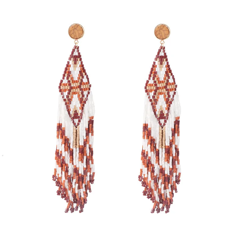 Bohemian Handmade Beaded Long Fringe Tassel Earrings For Women Colorful Beads Drop Earrings Wedding Party Fashion Jewelry Bijoux
Bohemian Handmade Beaded Long Fringe Tassel Earrings For Women Colorful Beads Drop Earrings Wedding Party Fashion Jewelry Bijoux