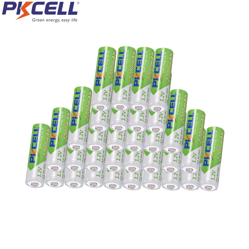 

32Pcs PKCELL Nimh AA Rechargeable Battery 1.2V 2200mAh Low Self Discharge Batteries For AA or AAA NICD NIMH Batteria