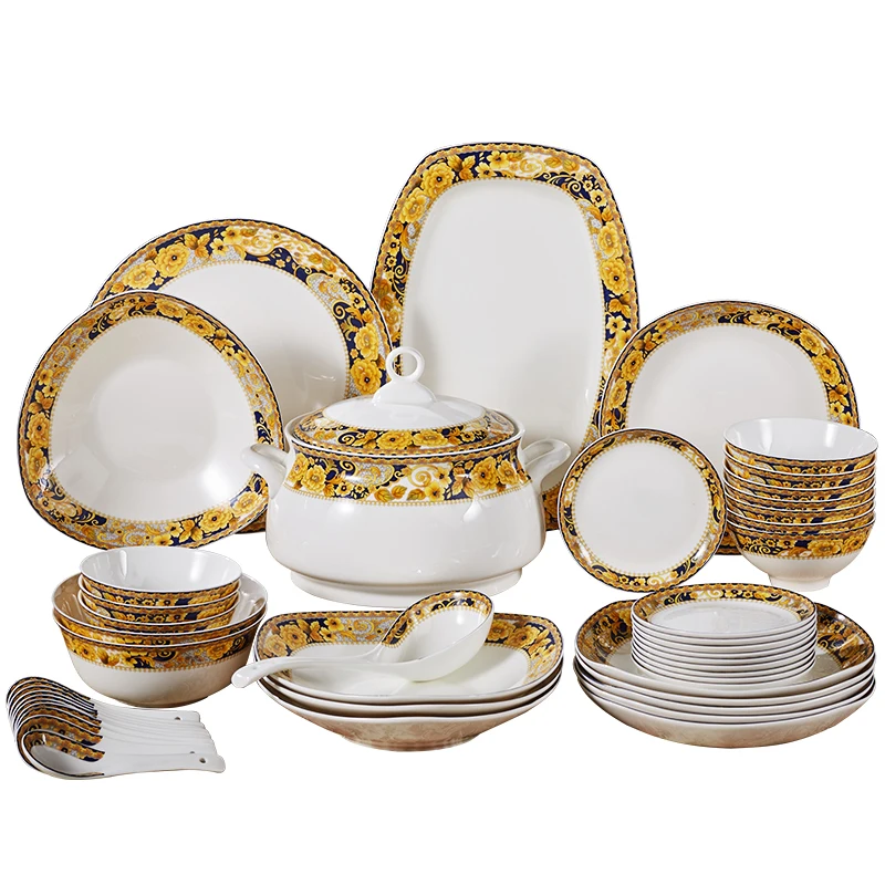 Glazed tableware bowl dishes set China 56 European household head ceramic dishes wedding gift package
Glazed tableware bowl dishes set China 56 European household head ceramic dishes wedding gift package