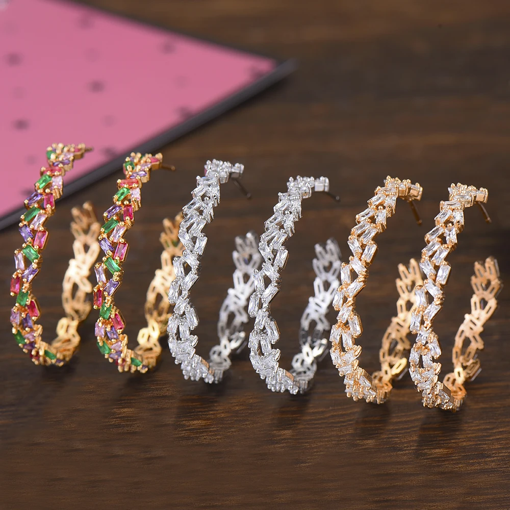38mm*38mm Hoop Earrings For Women Wedding Jewelry Luxury Indian Women Cubic Zirconia Inlaid Earrings Jewelry boucle d'oreille
38mm*38mm Hoop Earrings For Women Wedding Jewelry Luxury Indian Women Cubic Zirconia Inlaid Earrings Jewelry boucle d'oreille