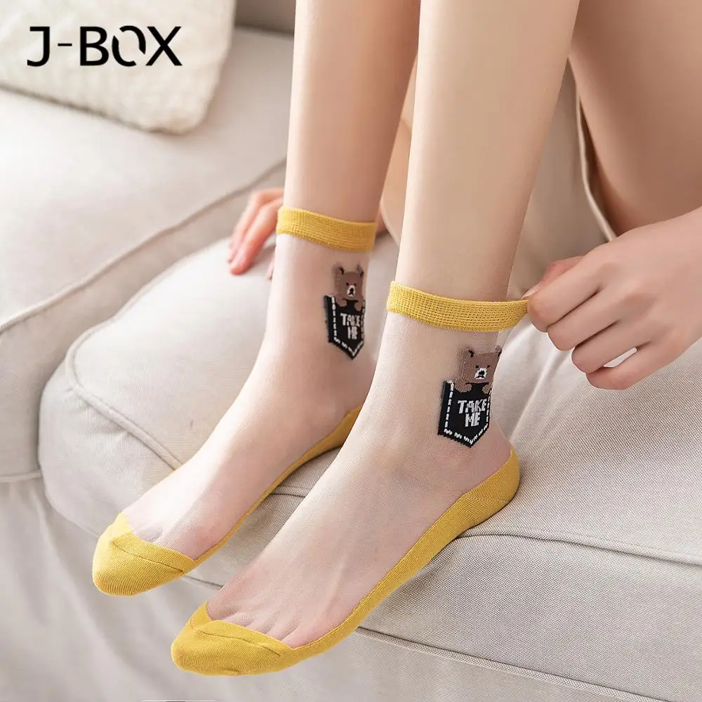 J BOX 5 пар/Лот женские носки лето 2019 новые модные хлопковые мягкие милые Мультяшные