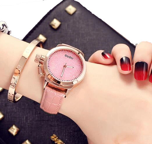 Fashion GUOU Brand Luxury Diamond shine Genuine Casual Ladies watch Pink Quartz Bond girl Female Rhinestone Quartz Wristwatches
Fashion GUOU Brand Luxury Diamond shine Genuine Casual Ladies watch Pink Quartz Bond girl Female Rhinestone Quartz Wristwatches