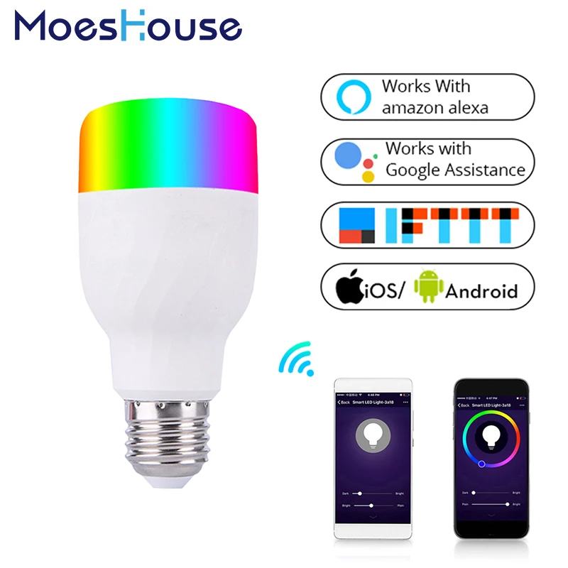 WiFi Smart Light Bulb Intelligent Colorful LED Lamp 7W RGBW APP Remote Control Works with Alexa Google for Smart Home E27 E26
WiFi Smart Light Bulb Intelligent Colorful LED Lamp 7W RGBW APP Remote Control Works with Alexa Google for Smart Home E27 E26