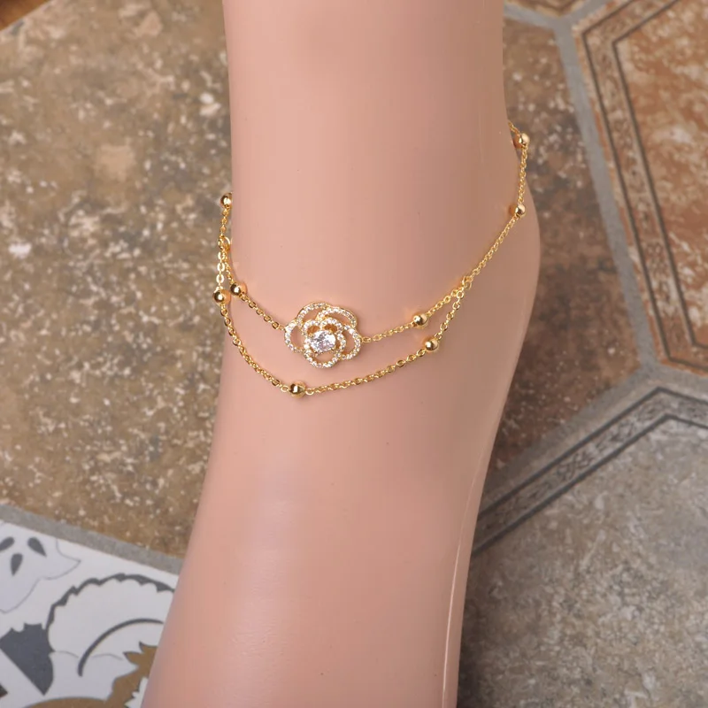 Copper Jewelry Anklets Gold-color Rose Flower Ankle Bracelet Cheville Beads Barefoot Sandals Women Girls Foot Fine Jewelry
Copper Jewelry Anklets Gold-color Rose Flower Ankle Bracelet Cheville Beads Barefoot Sandals Women Girls Foot Fine Jewelry