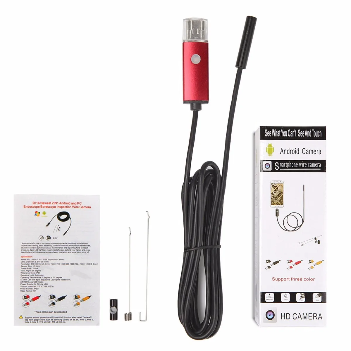 New 8mm Endoscope Camera Flexible IP67 Waterproof 6 LED Adjustable Micro USB Inspection Borescope Camera for Android Windows PC
New 8mm Endoscope Camera Flexible IP67 Waterproof 6 LED Adjustable Micro USB Inspection Borescope Camera for Android Windows PC