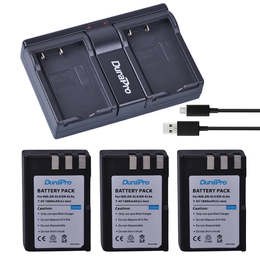 DuraPro 3x1800 mAh EN-EL9 EN EL9 ENEL9 + USB Nikon D40 D40X D60 D3000 D5000 Bateria
DuraPro 3x1800 mAh EN-EL9 EN EL9 ENEL9 + USB Nikon D40 D40X D60 D3000 D5000 Bateria