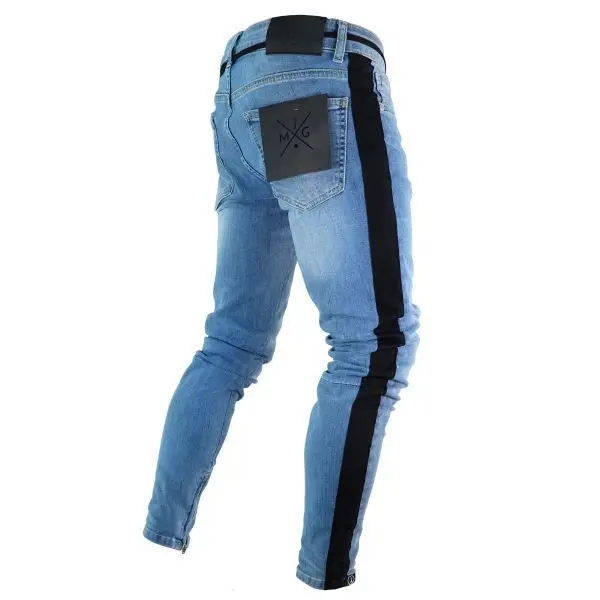 Джинсы для мужчин длинные 2018 мужские модные весенние рваные джинсы тонкие узкие