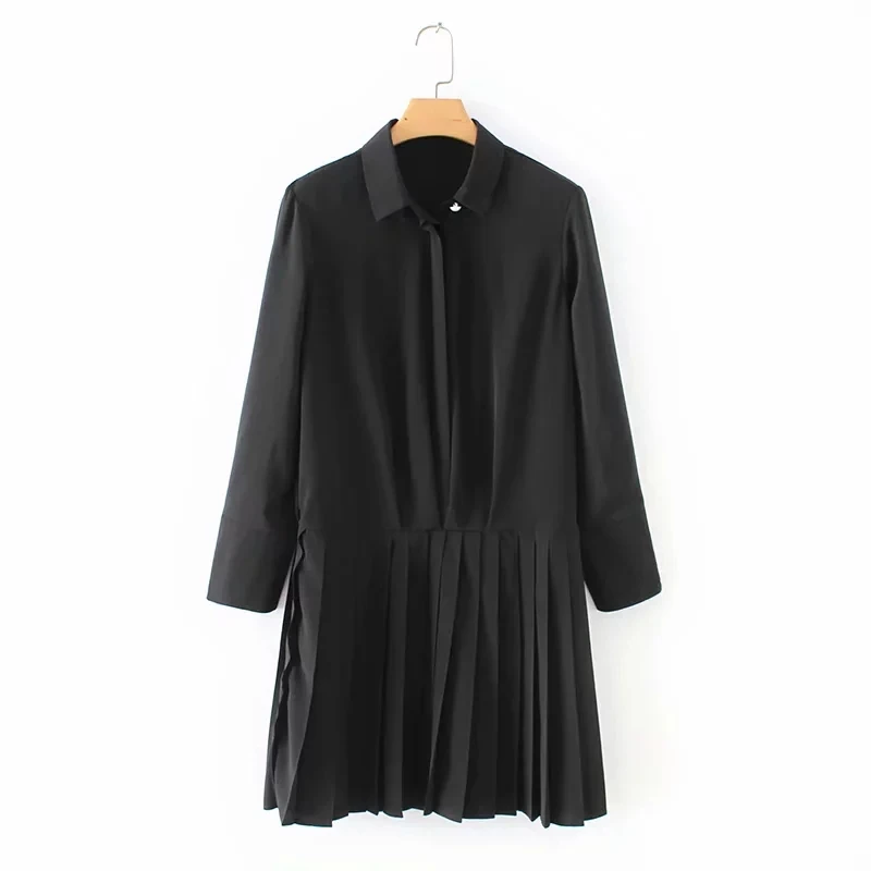 solid color pressed pleat hem women mini dress casual long sleeve dresses stylish streetwear femme vestidos D2252
solid color pressed pleat hem women mini dress casual long sleeve dresses stylish streetwear femme vestidos D2252