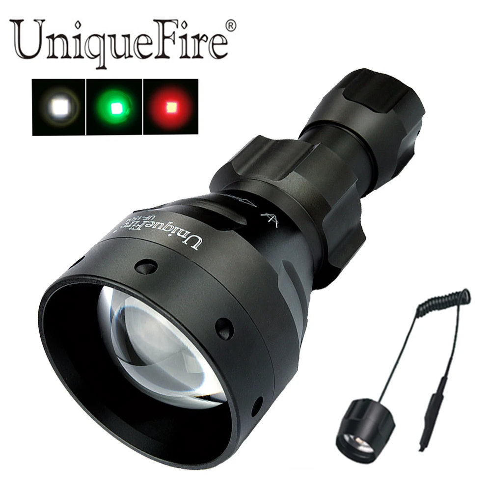 UniqueFire 1504 XPE зеленый/красный/белый свет светодиодный фонарик 3 режима лампы факел с дистанционным переключателем давления для Predaor охоты
UniqueFire 1504 XPE зеленый/красный/белый свет светодиодный фонарик 3 режима лампы факел с дистанционным переключателем давления для Predaor охоты