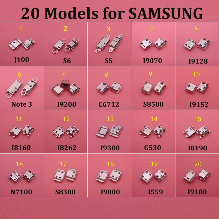 20 моделей 20X для Samsung I9200 I9300 S5 note3 I739 N7100 S7562 8262D, телефонный зарядный порт, разъем Micro USB, 7 контактов
20 моделей 20X для Samsung I9200 I9300 S5 note3 I739 N7100 S7562 8262D, телефонный зарядный порт, разъем Micro USB, 7 контактов