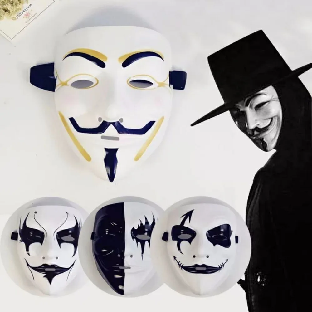 Фото Взрослая Хэллоуин маска для вечеринки маски V вендетты Anonymous Guy Fawkes необычный