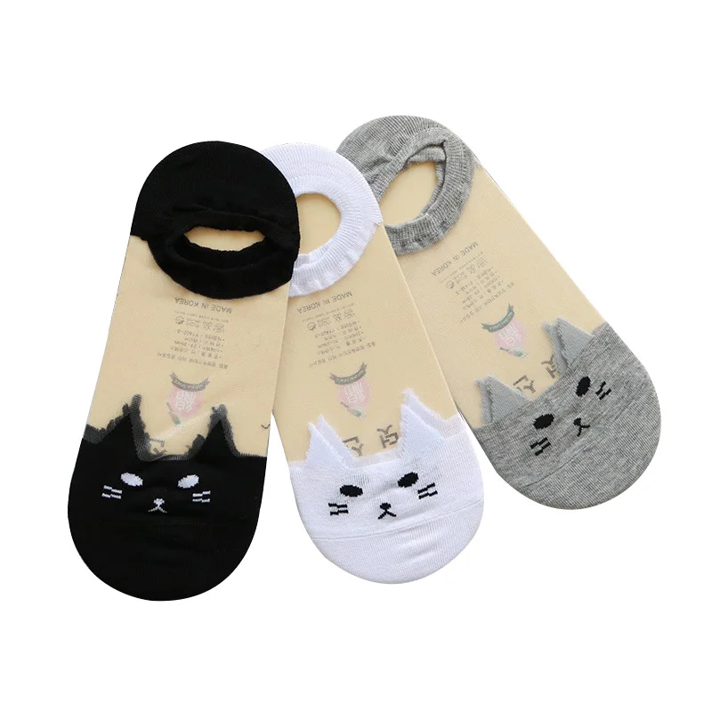 3 Pairs Women's Socks Cute Print Cartoon Cat Transparent Solid Color Socks Summer Funny Animal Individual Female Boat Sock Meias
3 Pairs Women's Socks Cute Print Cartoon Cat Transparent Solid Color Socks Summer Funny Animal Individual Female Boat Sock Meias